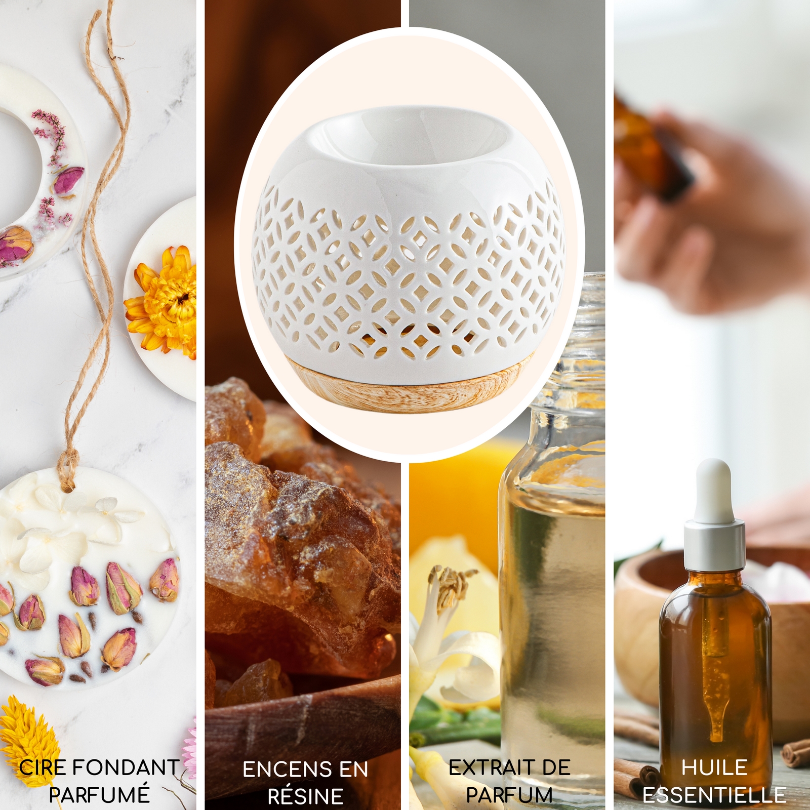 Brûle-parfum Qianbi céramique utilisation coupelle 50 ml élixirs huiles essentielles fondants diffusion porte-bonheur